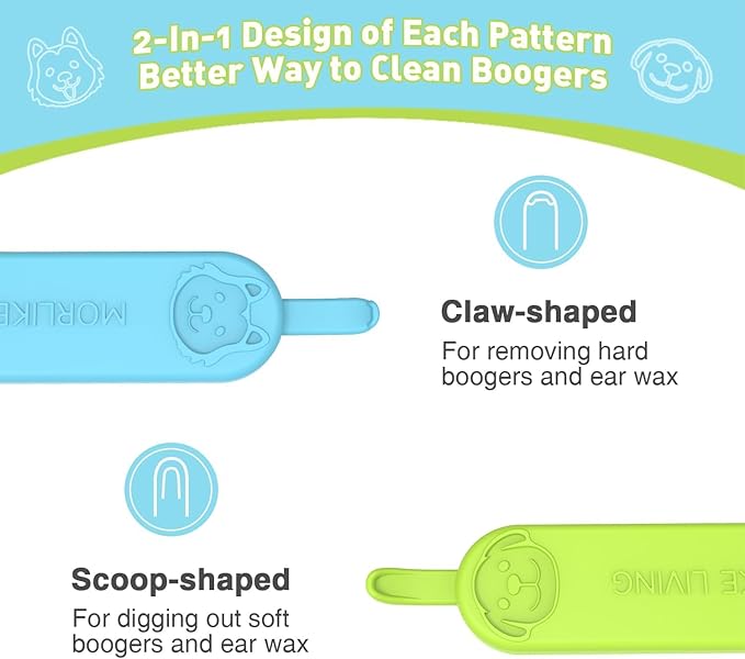 MORLIKE LIVING Baby Nose and Ear Cleaner Tool, Soft Flexible Rubber Nasal Booger Picker for Newborns and Infants, Dual Ear Wax and Snot Remover, Essential Baby Care Products