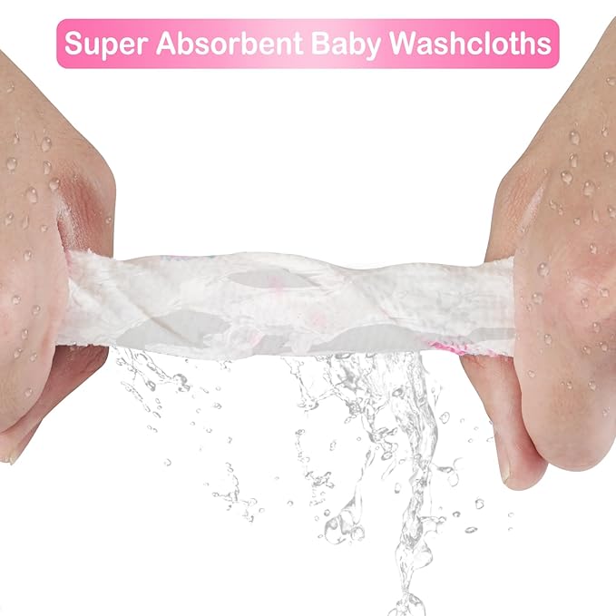 Viviland Baby Washcloths 24 Pack, Toddler Wash Cloths for Bath, Super Soft & Absorbent Bath Towel for Newborn and Infants, Baby Towels Care for Baby's Sensitive Skin