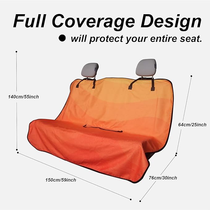 Back Seat Cover Protector for Dogs and Kids, Universal Waterproof Towel Rear Bench Seat Cover for Car, Truck, Van & SUV, Machine-Washable Backseat Car Covers (Orange, 1pcs Rear Seat)