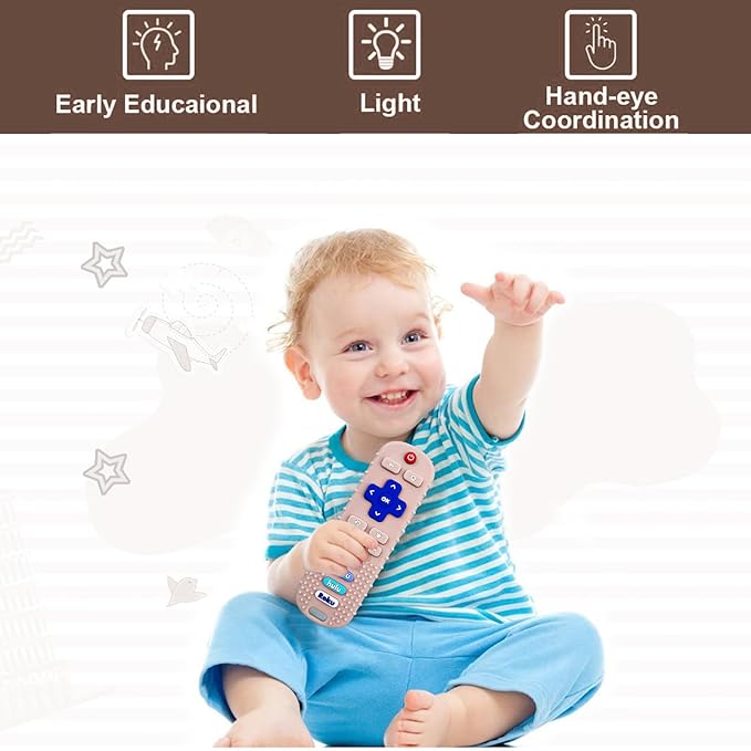 2Pack Teething Toys for Babies, Remote Control Shape Silicone Teether Toys,Baby Teethers for Toddlers Boys Girls (Black + Coral Color)