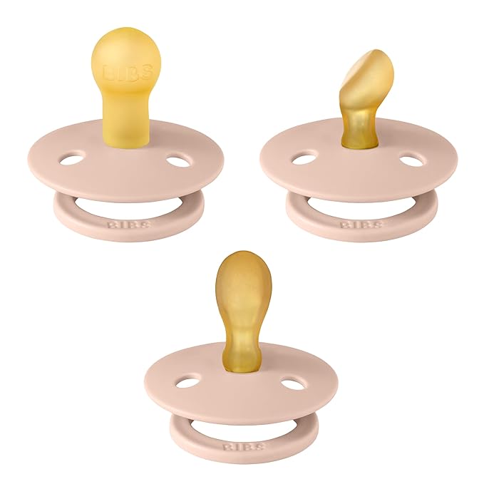 BIBS Pacifiers 0-6 Months | 3-Pack Soothers | BPA-Free Round, Anatomical & Symmetrical Nipple | Made in Denmark | Ivory Try-It Collection (Blush)