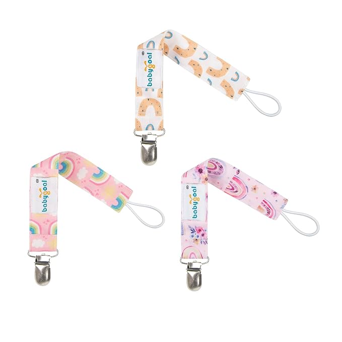 babygoal Rainbow Pacifier Clips, 6 Pack Pacifier Holder Fits for Most Pacifier Styles 6MP26-B