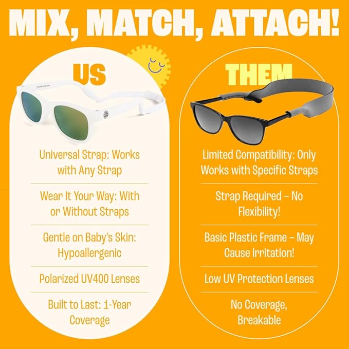 Polarized Baby Sunglasses With Strap - Unbreakable Flexible Infant Sunglasses For Toddlers Newborns 0-24 Months