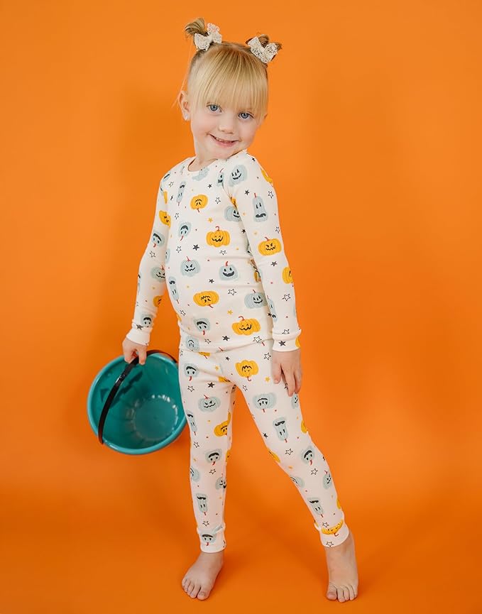 moimoln Sibling Matching 6M-8Y Soft Warm Cotton Modal Character Long Sleeve Snug-Fit Pajama Long Sleeve Sleepwear Daily