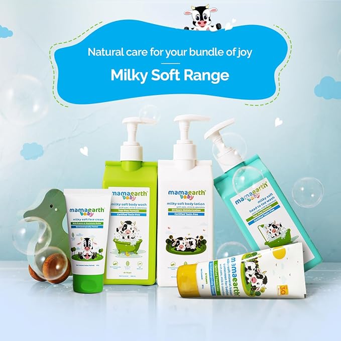 MAMAEARTH Milky Soft Head to Toe Wash with Oats Milk & Calendula 13.53 Fl Oz (400ml)