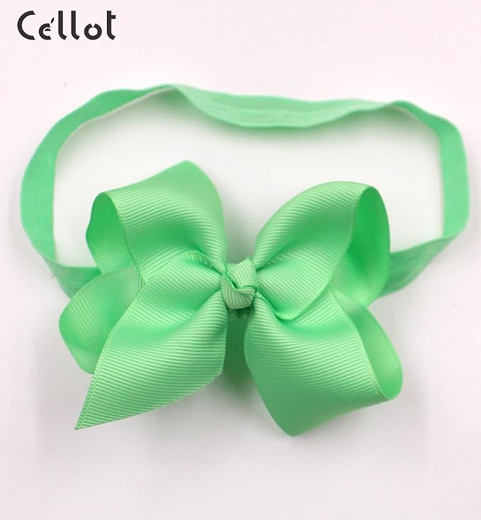 CÉLLOT Baby Girls Headbands Grosgrain Ribbon 4.5" Hair Bows Headband Big Bow Hair Bands for Toddler Pack of 40