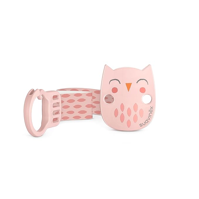 Suavinex Bonhomia Premium Baby Pacifier Clip with Ribbon, Stylish Binky Clips with Double Sided Design, Baby Accessories, Baby Essentials (0mo+), Pink