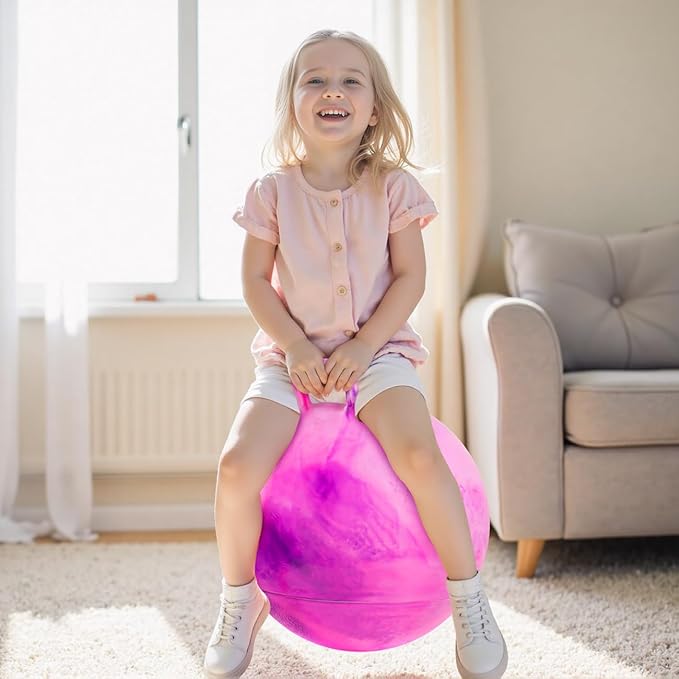 Upper Rider 20 Inch Clouds Hopper Ball for Kids Ages 6-12, Purple Pink Bouncy with Handle, Extra-Large Inflatable Jumping Ball with Pump and Gift Box, Indoor Outdoor Balance Toy for Girls and Boys