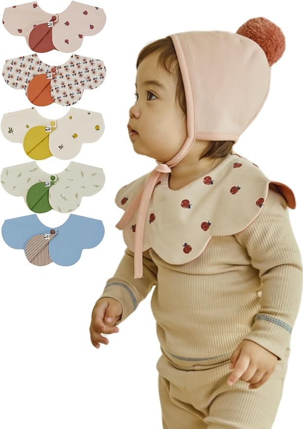 Konny Baby Bibs 3/5/7-Pack Set, 360 ° Rotate, Soft and Absorbent Bandana Drooling for Boys Girls baby Essentials
