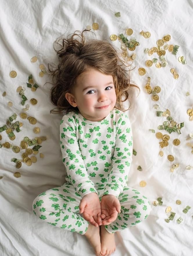 moimoln Sibling Matching 6M-8Y Soft Warm Cotton Modal Character Long Sleeve Snug-Fit Pajama Long Sleeve Sleepwear Daily