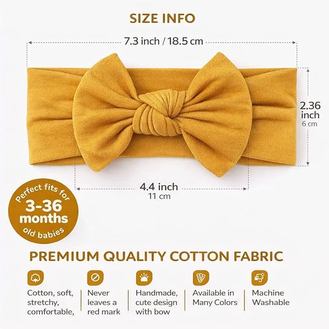 Baby Girl Headbands-Infant,Toddler Cotton Handmade Hairbands with Bows Child Hair Accessories
