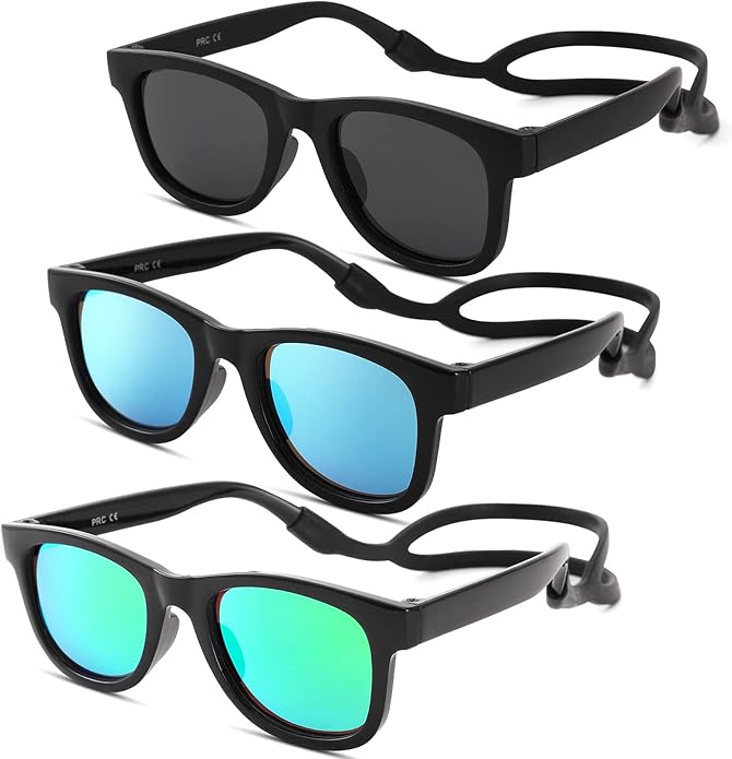 COASION Bendable Flexible Polarized Newborn Baby Sunglasses with Silicon Strap for Infant Boys Girls Age 0-12 Months CA9042