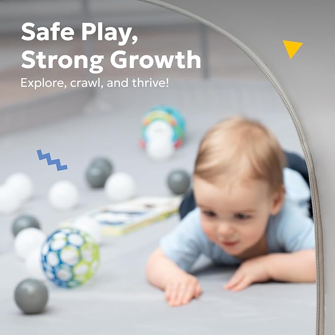 MioTetto Baby Playpen 50x50 – Portable Play Pen, Playpen for Babies and Toddlers with Gate and Breathable Mesh – Indoor, Outdoor Baby Play Yard with Balls & Hangers - Safe and Sturdy Play Pen