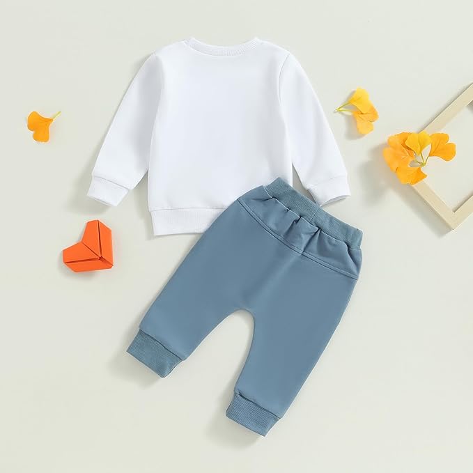 Toddler Baby Boy Fall Outfit Crewneck Long Sleeve Sweatshirt Tops Elastic Pants Jogger Cute Newborn Winter Clolthes Set