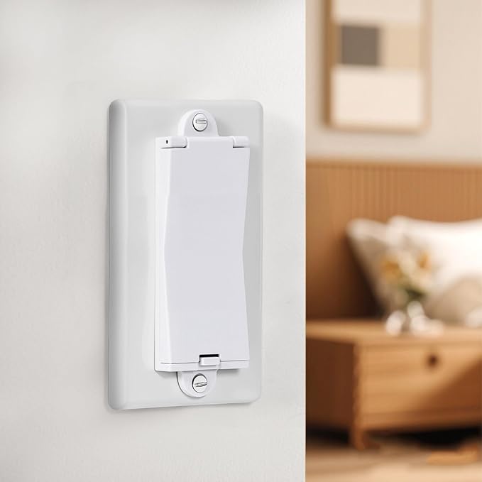 6 Light Switch Guard Cover, Baby Proof Wall Switch Cover Guard for Rocker Light Switch Protects Your Lights or Circuits from Being Accidentally Turned On or Off (White)