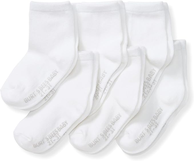 Burt's Bees Baby Baby Girls' Ankle Socks with Non-Slip Grips (6-Pack)