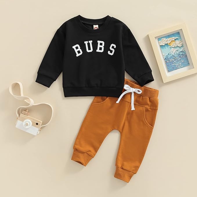 Baby Boy Fall Clothes Set Long Sleeve Crewneck Sweatshirts Pants Cute Infant Newborn Outfits 6 12 18 24 Months 2T