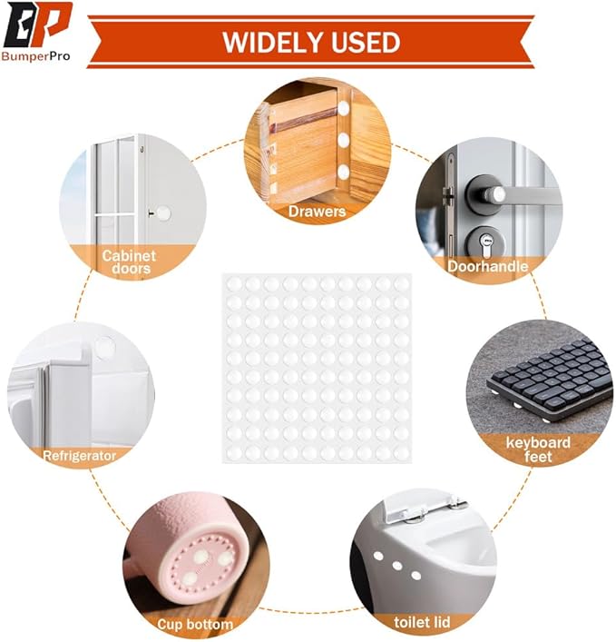 6-Pack Door Stoppers Wall Protector, 2" Self Adhesive Door Bumpers for Wall, Clear Rubber Door Knob Wall Protector, Door Stop Wall, Silicone Door Handle Stoppers for Home & Office