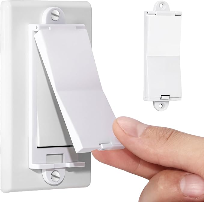 1 Light Switch Guard Cover, Baby Proof Wall Switch Cover Guard for Rocker Light Switch Protects Your Lights or Circuits from Being Accidentally Turned On or Off (White)