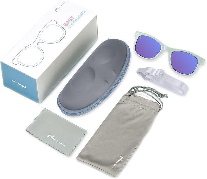 Baby Sunglasses - 100% UV Proof Sunglasses for Baby, Toddler, Kids - Ages 0-2 Years - Case and Pouch included