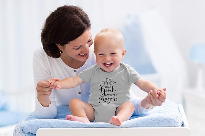AW Fashions I'm Proof That God Answers Prayers Baby Bodysuit Cute Newborn Boy Funny Rompers Girl Clothes