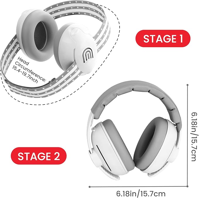 2-in-1 Adjustable Baby & Toddler Noise Cancelling Headphones - Ear Muffs for Kids 1-3 for Airplane Travel