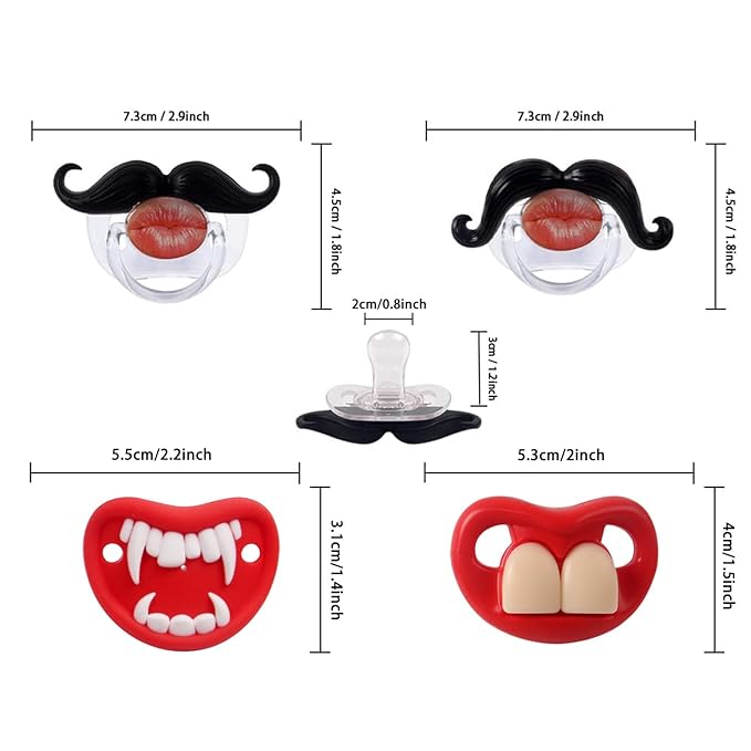 Mustache Newborn Pcifiers for 0-6 Months,Funny Pacifiers for Babies, Mustache Pacifier,Teeth Binky,Gift Pacifiers for Boys and Girls (Colors-05)