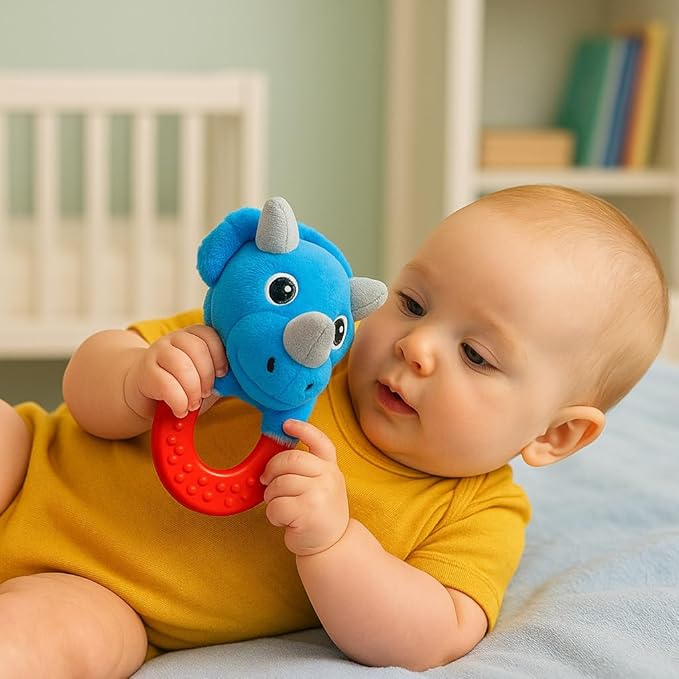 Wristy Buddy Teething Ring for Babies 0-6 8 10 12 Months | Cute Soft Animal Teething Toys & Gloves | Baby Teething Relief Toy Pack | Infant Chew Toys for 3-6 Months, 1 2 3 Years