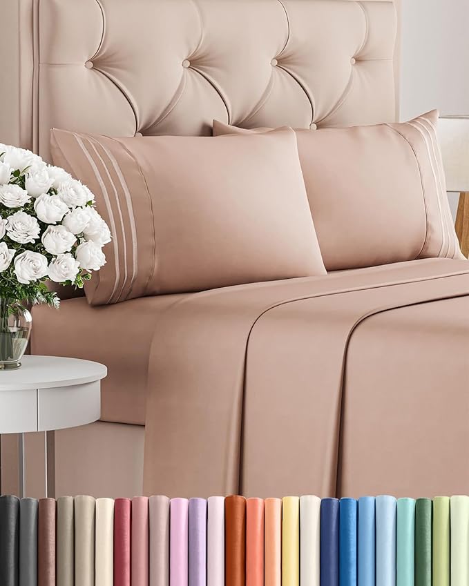 King Size 4 Piece Sheet Set - Comfy Breathable & Cooling Bed Sheets Set - Hotel Luxury Bedding for Women, Men, Kids, Teens, Boys & Girls - Deep Pockets, Ultra-Soft and Wrinkle Free - Oeko-Tex - Mauve
