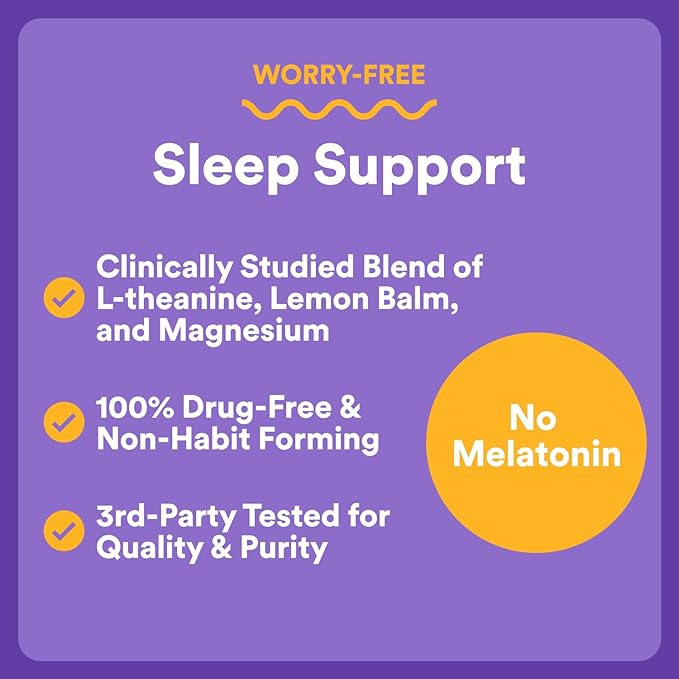 SmartyPants Kids Sleep Gummies Supplement Zero Melatonin: L Theanine, Lemon Balm & Magnesium, Sleep Aid, Strawberry Flavor, 60 Count