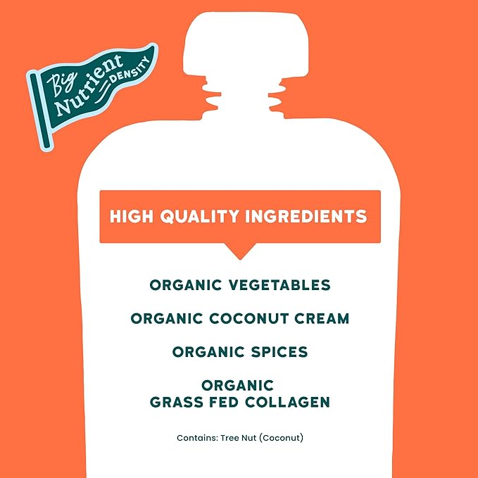 Serenity Kids 6+ Months Dairy-Free Smoothie Baby Food | USDA Organic | Grass Fed Collagen Protein | 3.5 Ounce BPA-Free Pouch | Pumpkin Spice | 1 Count