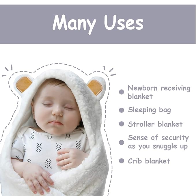 Jam Naturals-Cute Bear Organic Newborn Swaddle Wrap-Baby Boy, Girl Soft Blanket, Newborn Baby Registry Gift (Golden Brown, 3-6m)