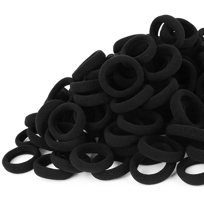 300PCS Black Hair Ties - Infant Cotton Hair Ponytail Holders Baby Hair Bands, Soft and No Damage, 1.1 Inch in Diameter, Seamless Elastic, for Babies, Kids, Toddlers and Adults