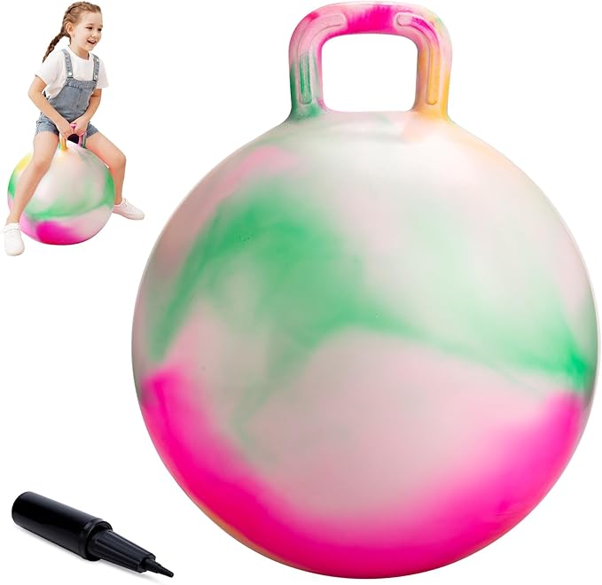 ZOOJOY Clouds Hopper Ball, Hopping Toys for Kids, 22 Inch Bouncy Ball with Handle for Boys Girls Aged 10+, Inflatable Clouds Bounce Hopper Toy with Pump