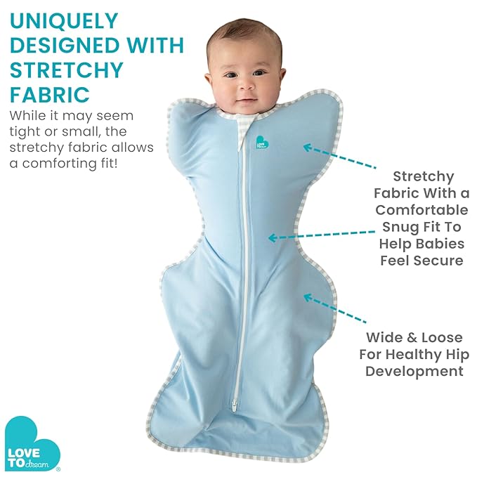 Love to Dream Warm Swaddle UP 2.5 TOG Baby Sleep Sack for Autumn & Winter | Arms Up Position for Self-Soothing, Calms Startle Reflex | Medium 13-19 lbs, White Happy Hats