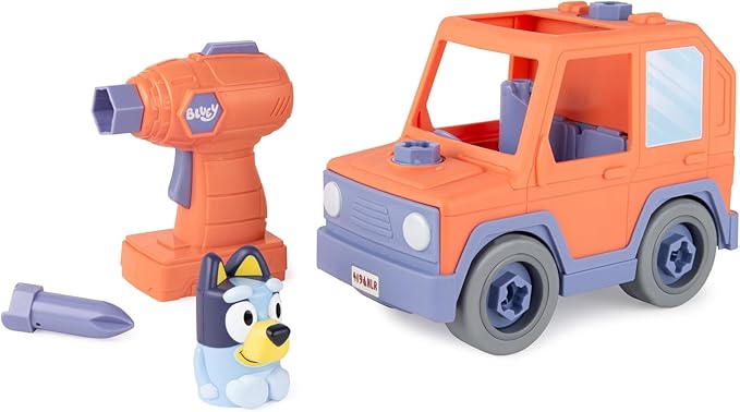 BUILD-A-BUDDY Bluey Car - Buildable Take-Apart Motorized Vehicle with Bluey Figure & Toy Drill - 2-in-1 Toddler Building Play - Educational Construction Toy - Ages 18 Months+