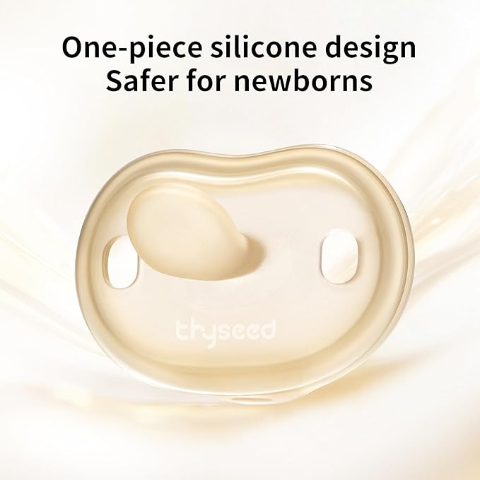 Thyseed Newborn Pacifiers 0-3 3-6 0-6 Months Ultra Light Silicone Baby Pacifier Girl Boy Infant Paci for Breastfed Babies Breastfeeding Pacii One Piece Flat Soothies for Sensitive Skin BPA Free 2 Pack