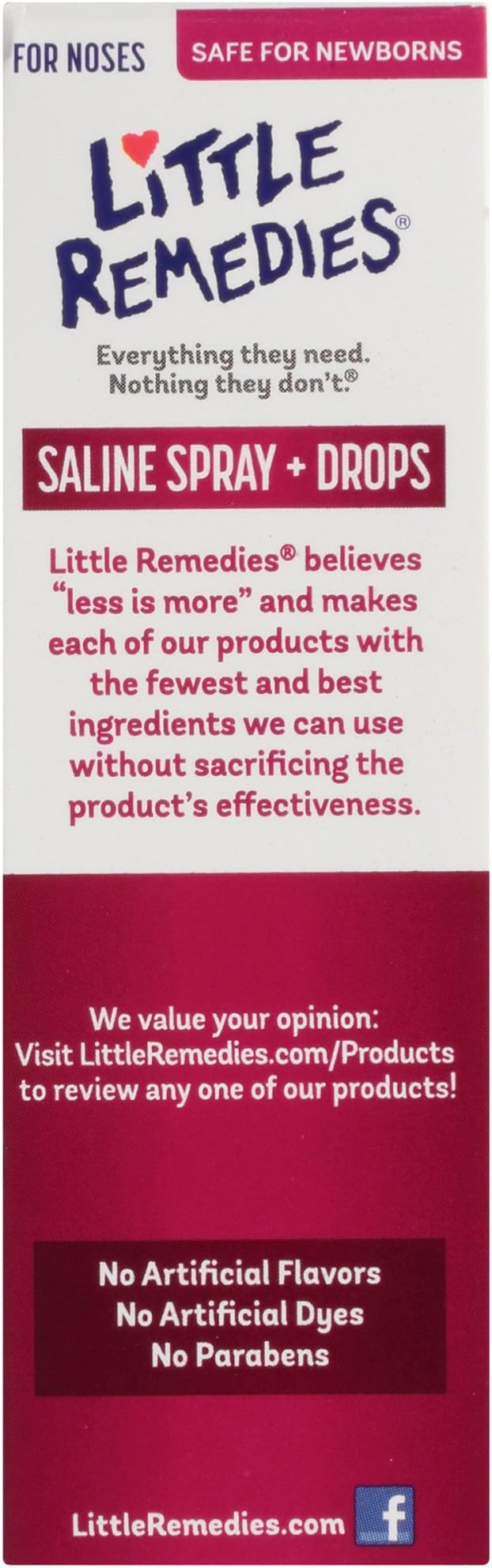 Little Remedies Saline Spray and Drops, Safe for Newborns, 0.5 fl oz