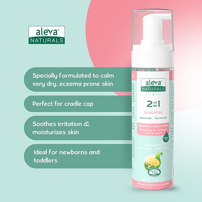 Aleva Naturals Hypoallergenic 2 in 1 Hair and Body Wash | Tea Tree Oil Formula | For Sensitive Skin | Perfect for Newborn Babies and Toddlers - 200ml
