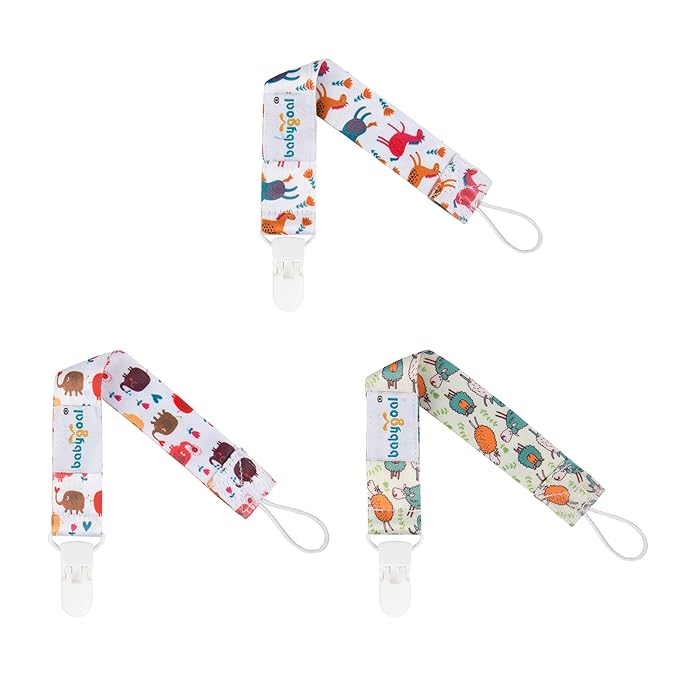 babygoal Rabbit Pacifier Clips, 6 Pack Binky Paci Holder and Leash Fits for Most Pacifiers, Binkies and Easter Gift 6PB03