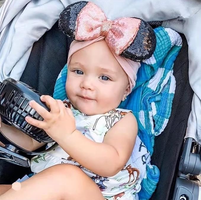 JIAHANG Baby Girl Mouse Ears Turban Headwrap with Sequin Bows, Wide Velvet Hairband, Hair Bow Headband for Newborn Toddler, kids, Party Supplies (oufen HW)