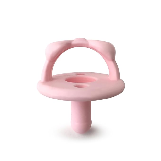Itzy Ritzy Silicone Pacifiers for Ages 6-18 Months - Itzy Soother Pacifiers Feature Collapsible Handle & Two Air Holes for Added Safety; Set of 2 in Light & Dark Pink