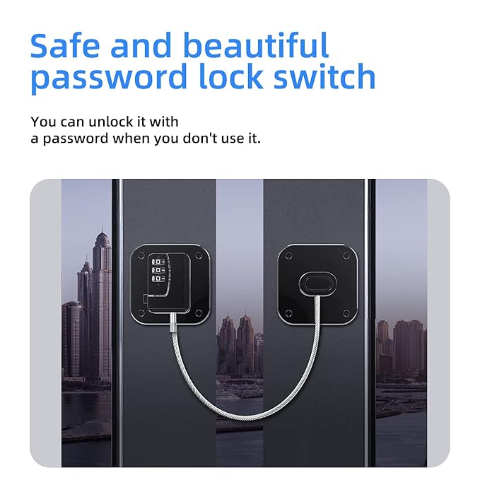 A Pack Refrigerator Lock Combination Coded Fridge Lock Freezer Child Safety Lock Door Lock with Strong Adhesive No Keys Needed Black