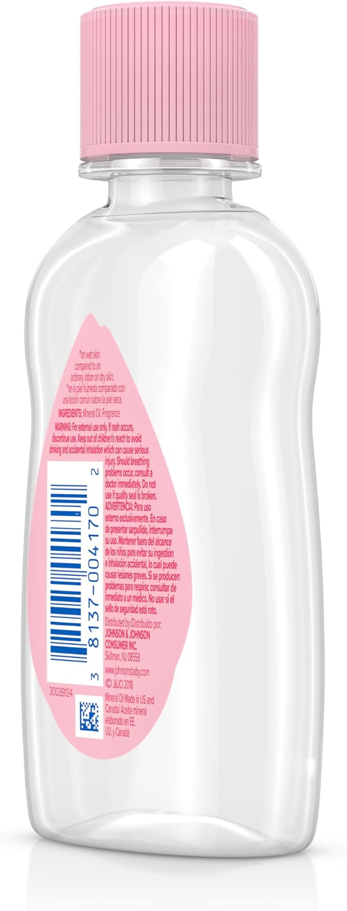 Johnson's Baby Oil, Pure Mineral Oil to Prevent Moisture Loss for Newborn, Kids, and Adults, Gentle and Soothing Baby Massage Oil, Dry Skin Relief, Hypoallergenic, Original Scent, 3 fl. oz