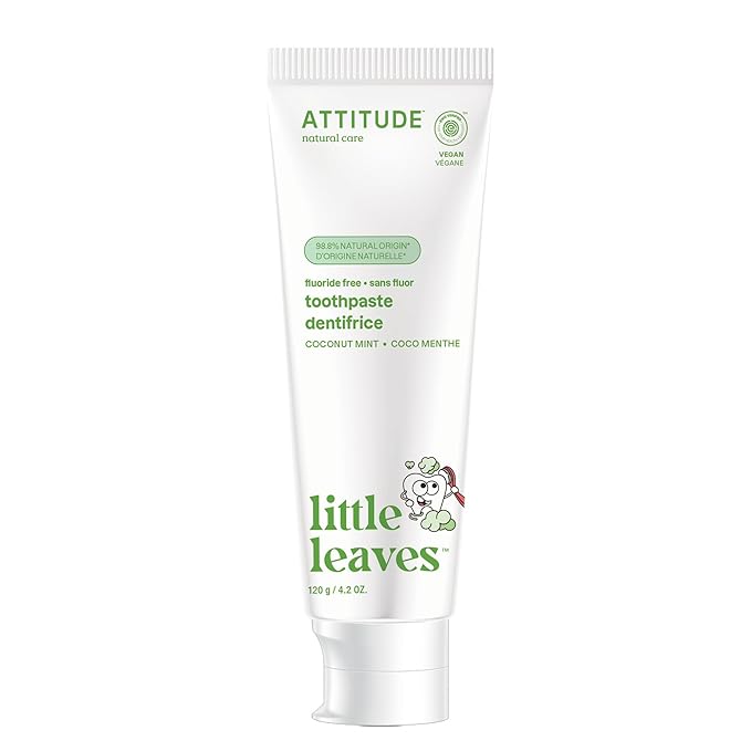 Attitude Fluoride-Free Toothpaste, Plant- and Mineral-Based Ingredients, Vegan, Cruelty-Free and Sugar-Free, Coconut and Mint 4.2 Oz