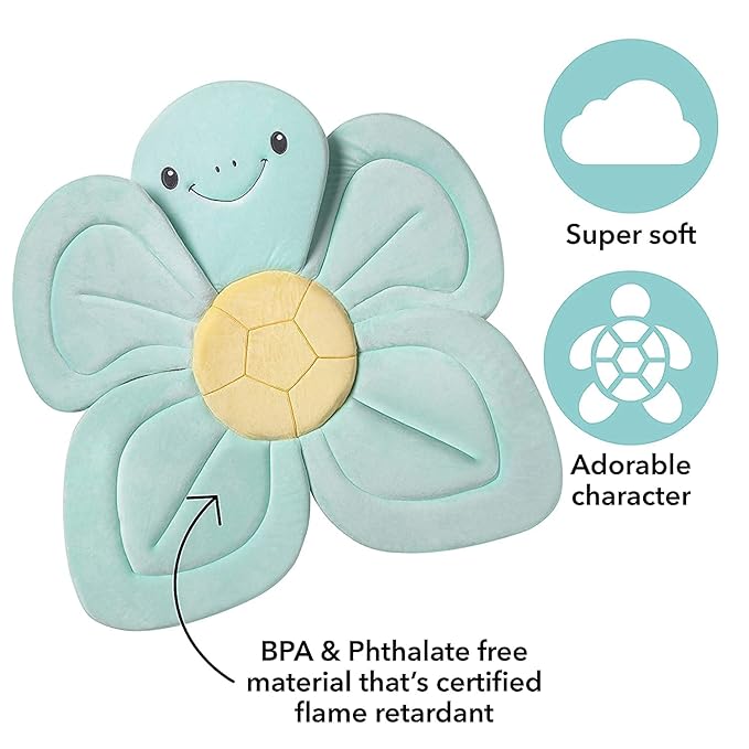 Nuby Turtle Baby Bath Cushion for Bathtub or Sink, Soft and Easy to Dry Fabric, 0-6 Months, Turquoise