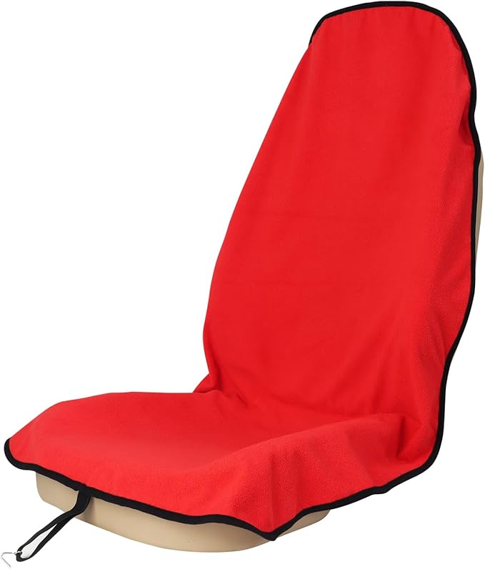 Sweat Towel Car Seat Cover Protector Front Seats for Gym Workout, Running, Swimming, Beach and Hiking, Waterproof Universal Seat Cover for Car, Truck, Van & SUV (Red, 1pcs Front Seat)