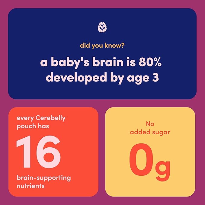 Cerebelly Organic Baby Food Pouches, Beet Carrot Blueberry Purees, 16 Nutrients, No Added Sugar, Fiber & Non-GMO, 4oz, 1 Count