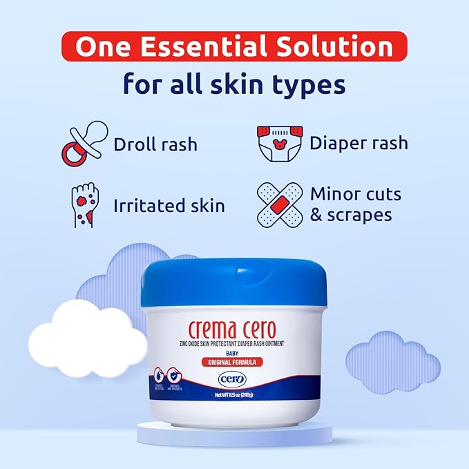 Crema Cero Diaper Rash Cream for Baby With Zinc Oxide – High-Strength Diaper Cream for Quick Relief and Protection – Hydrating and Soothing Baby Balm – 8.5 oz
