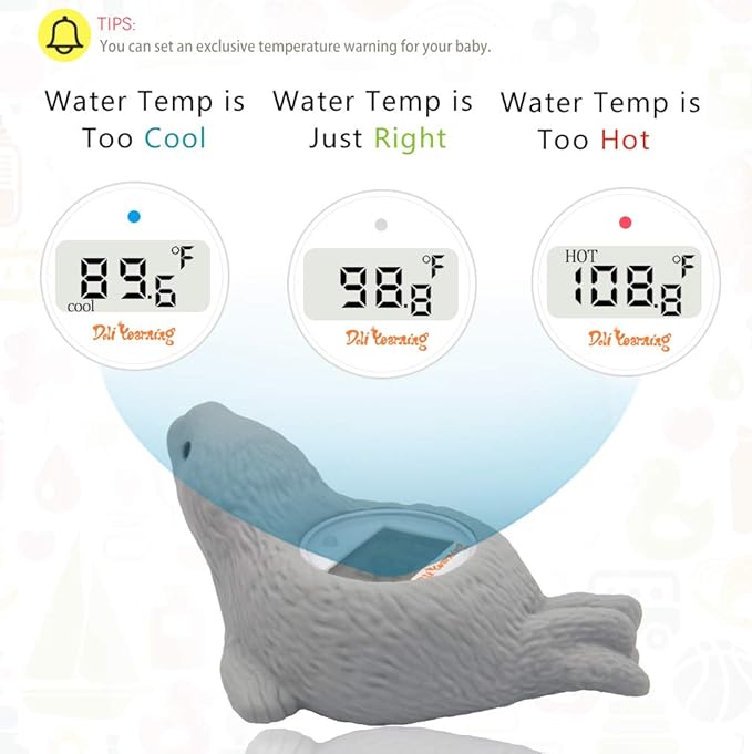 Doli Yearning Upgarde Digital Baby Bath LCD Thermometer |Kids' Bathroom Safety Products|Water Thermometer Infant Seal Shape|Floating Toys Temperature